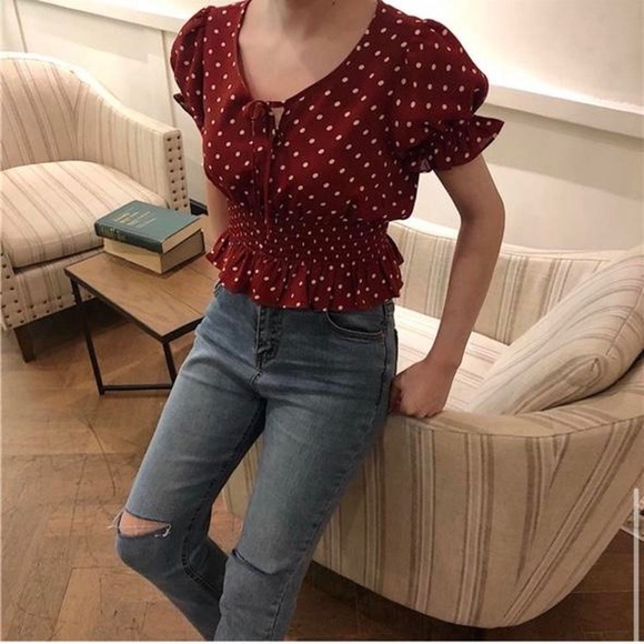 Yesstyle red Polka dot top - Picture 3 of 3